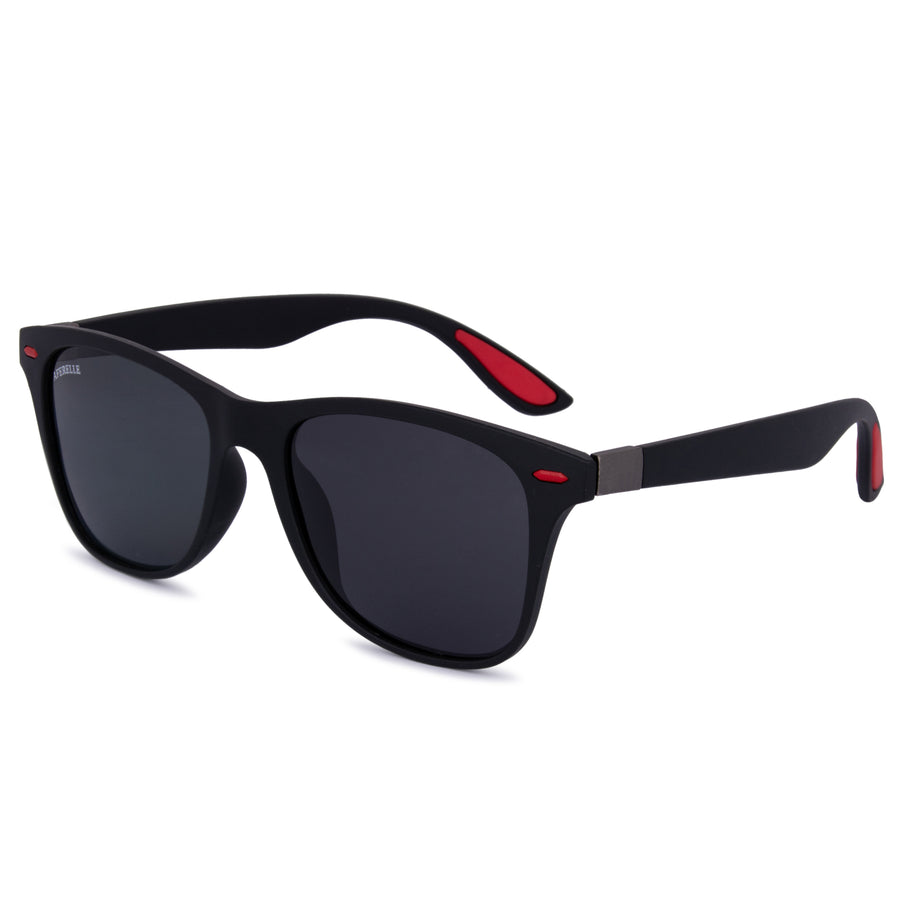 AFERELLE Black Red  Square and Polarized  Sunglasses  For Men and Women