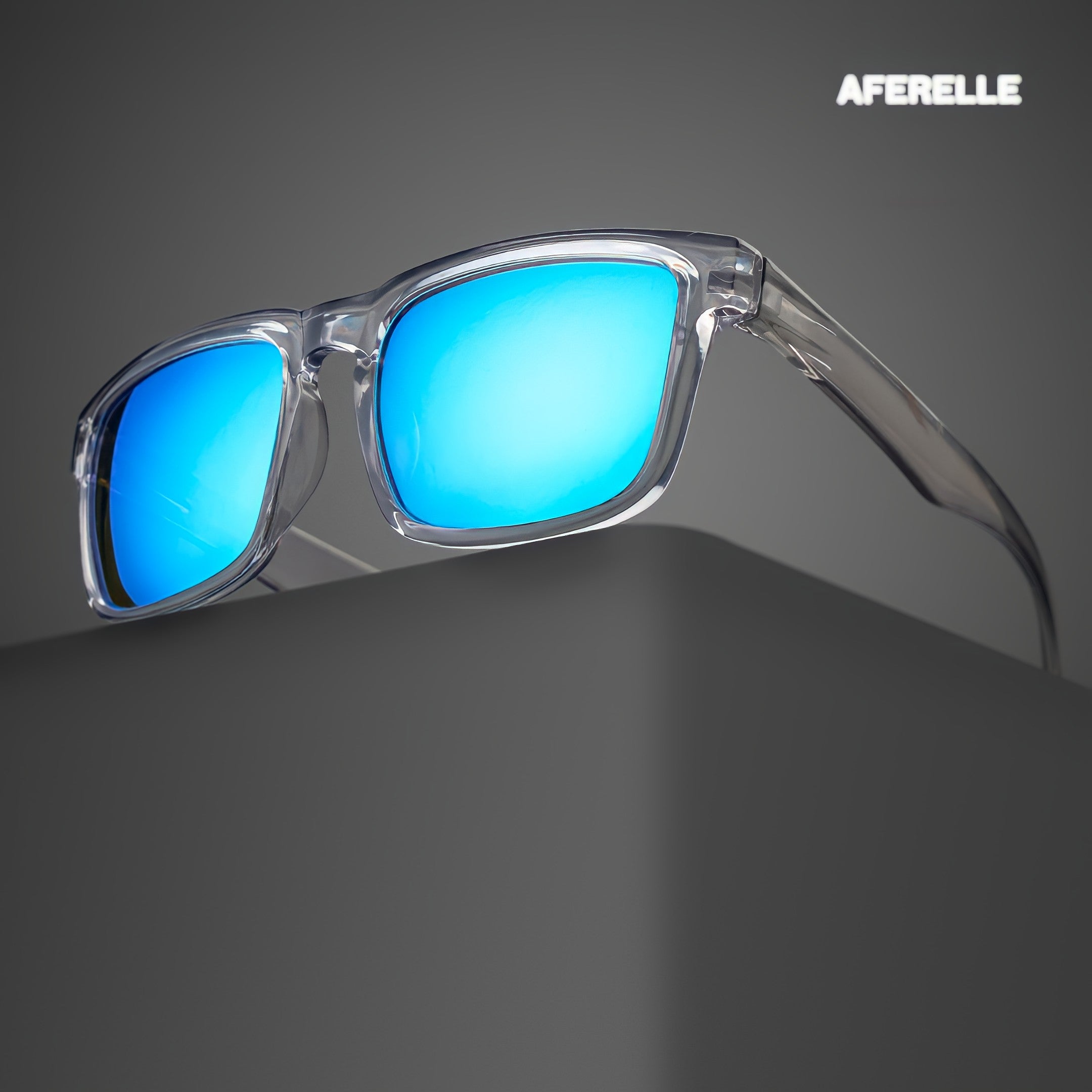 THE CHALLENGER Glossy Grey Blue UV400 Polarized Sunglasses