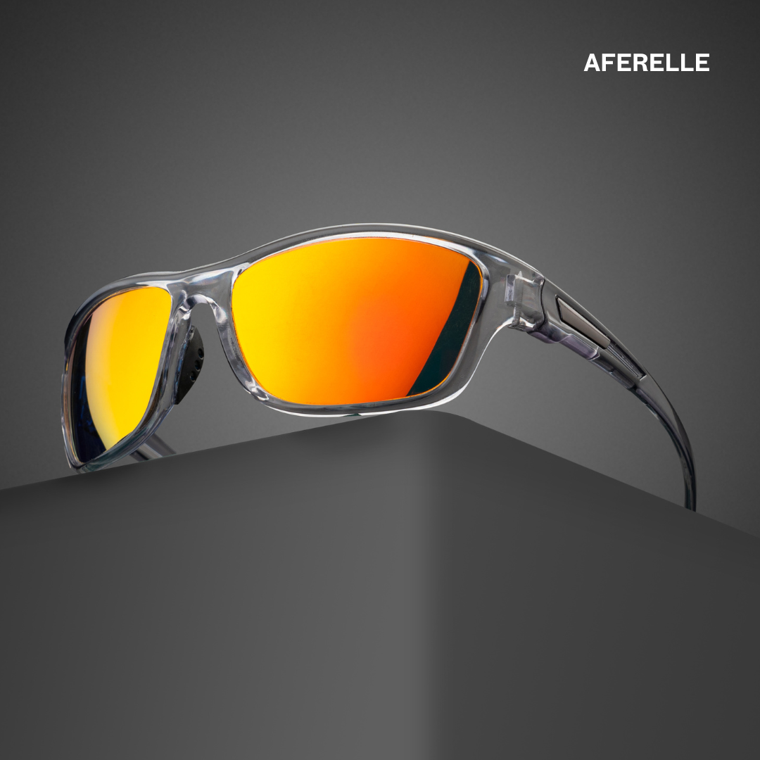 Aferelle Meganfox Wrap Around Glossy Grey Sunglasses Polarized Mirror Lens