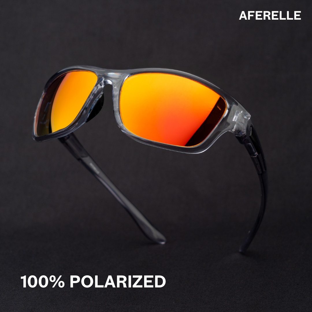 Aferelle Meganfox Wrap Around Glossy Grey Sunglasses Polarized Mirror Lens