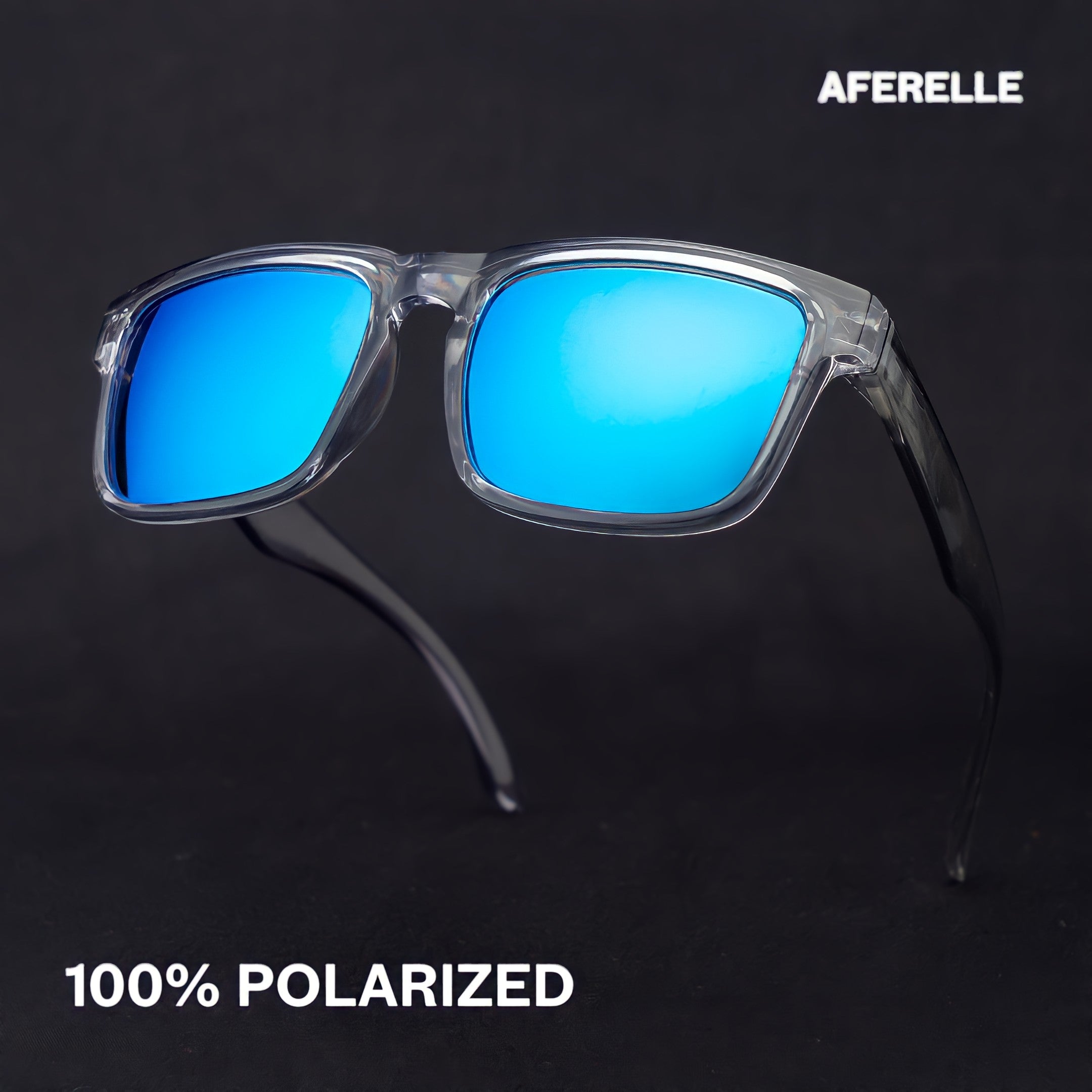 THE CHALLENGER Glossy Grey Blue UV400 Polarized Sunglasses