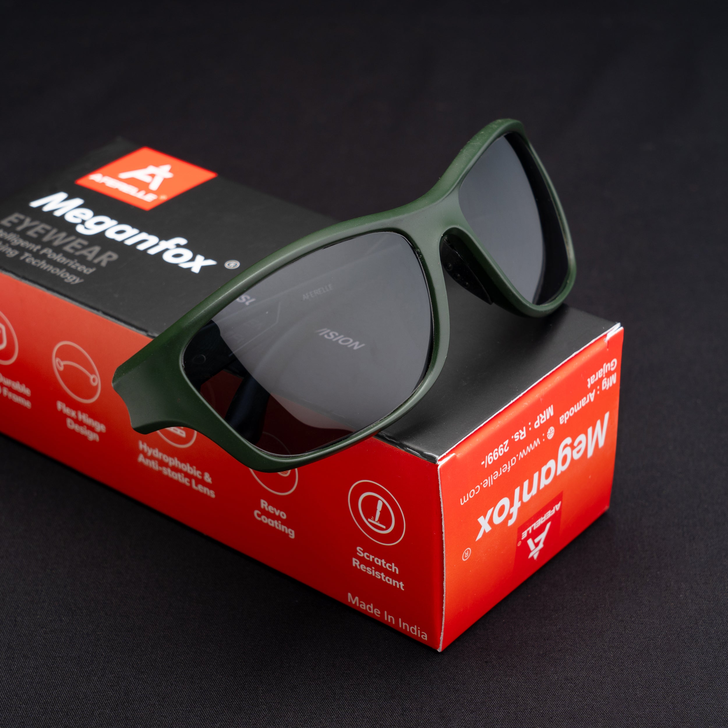 AFERELLE Wrap Around Bike Car Riding Polarized Sunglasses TAC 100 % UV Protection | Matt Olive Green | Medium