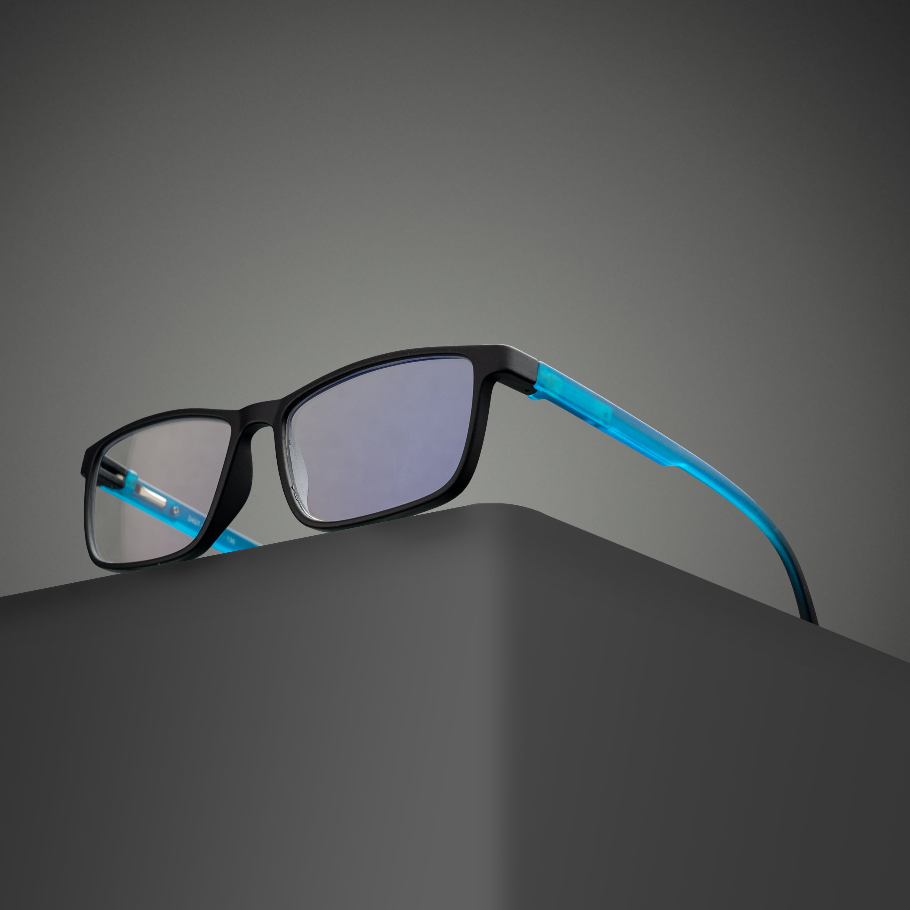 blue black square frame screen glass