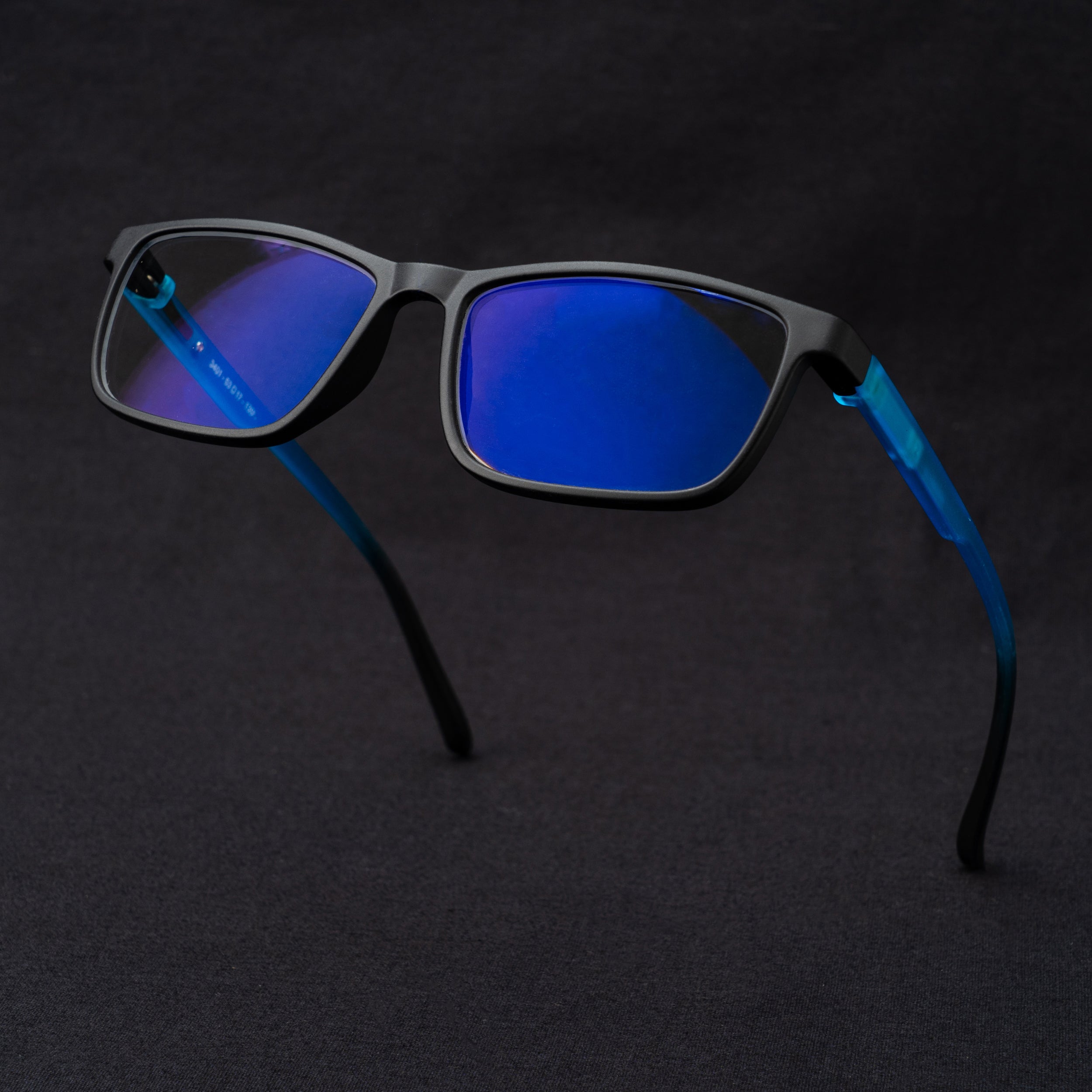 blue black square frame screen glass
