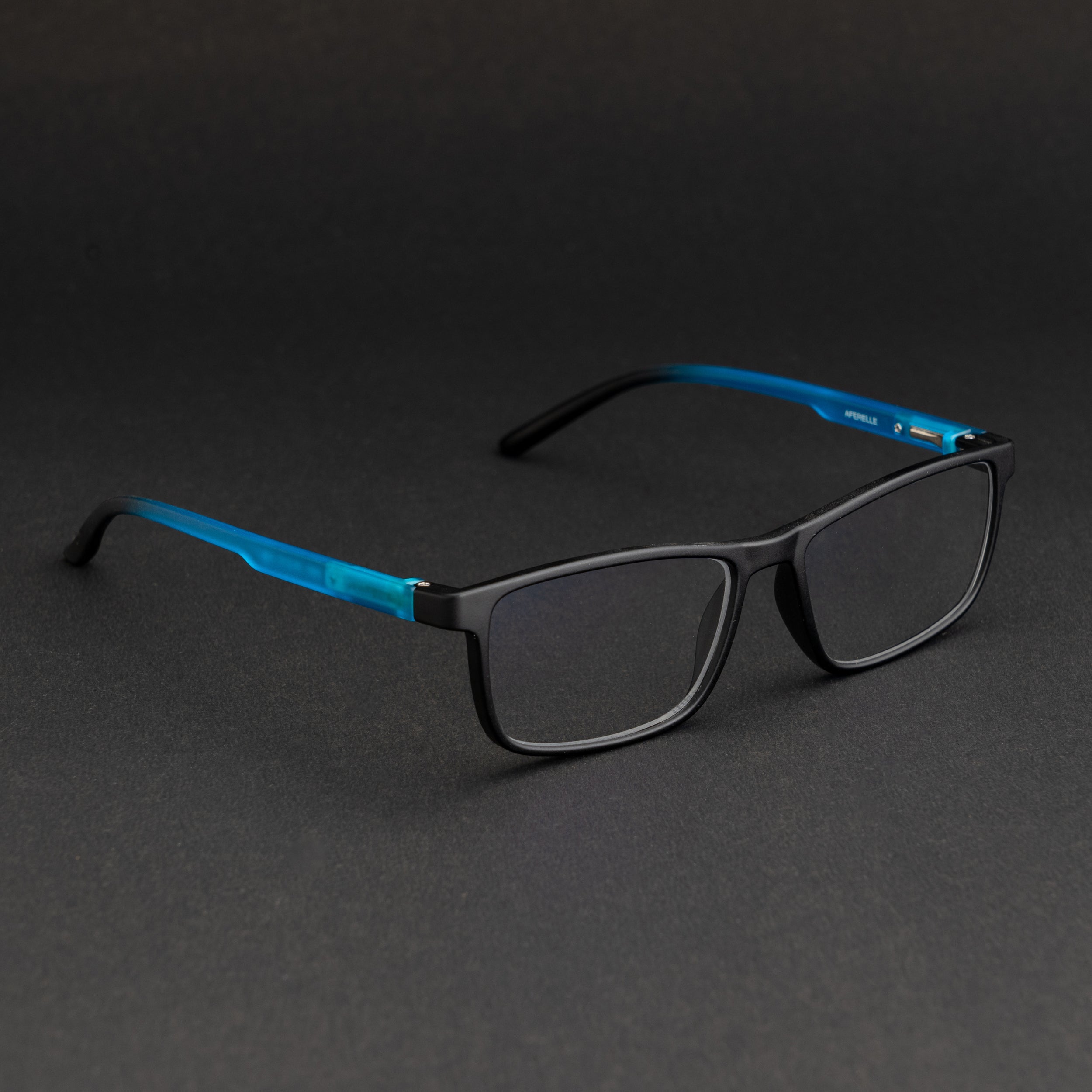 blue black square frame screen glass