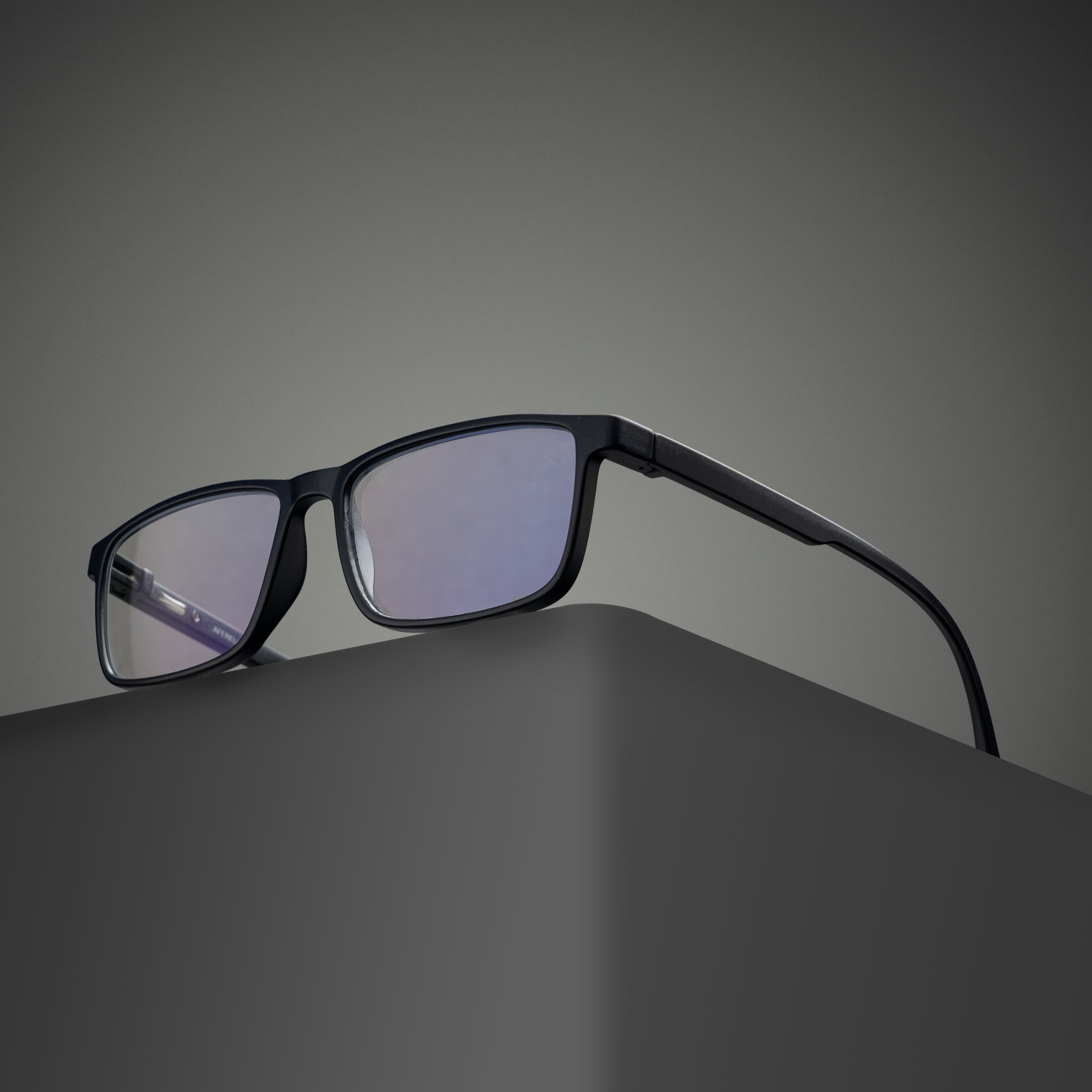 blue frame square screen glass