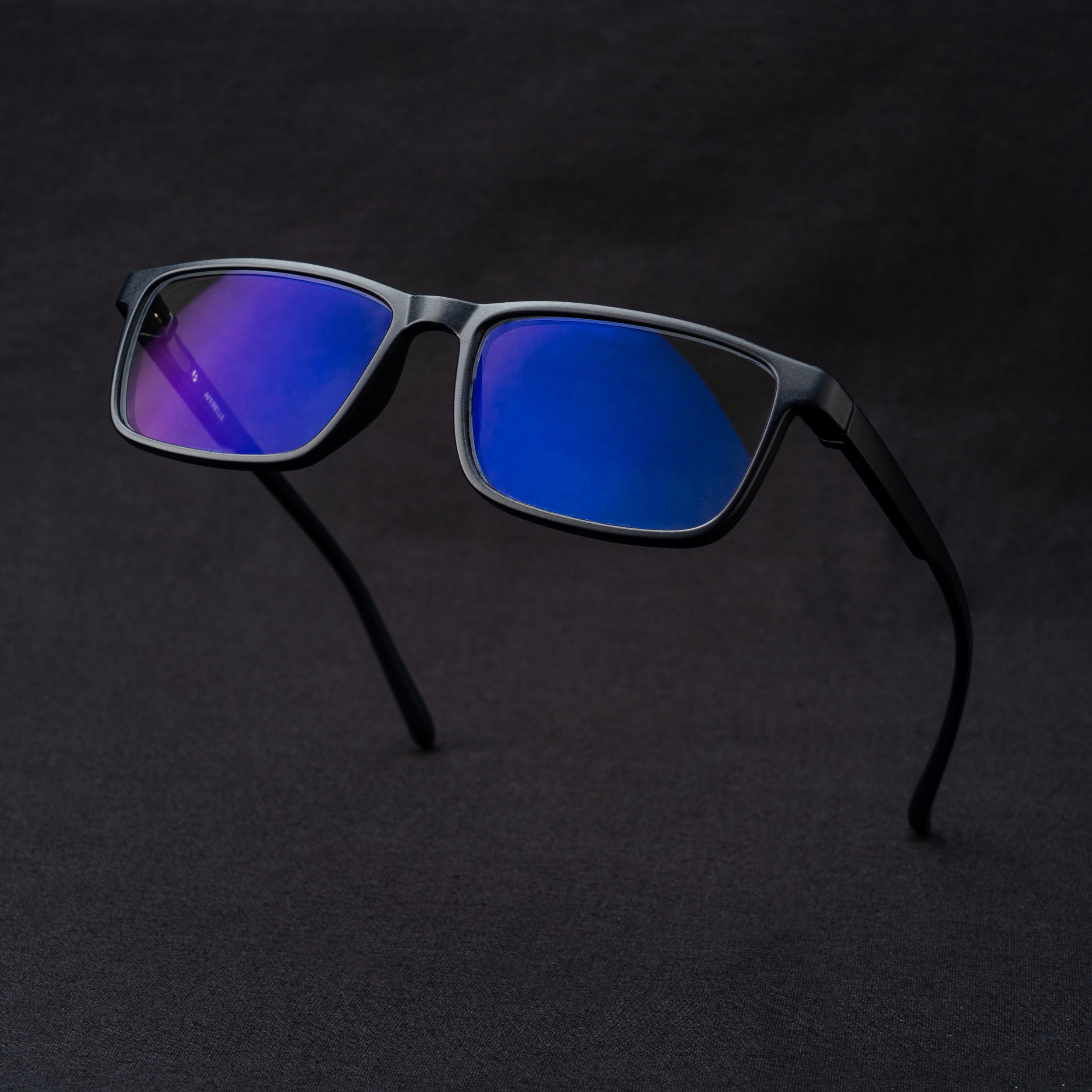blue frame square screen glass