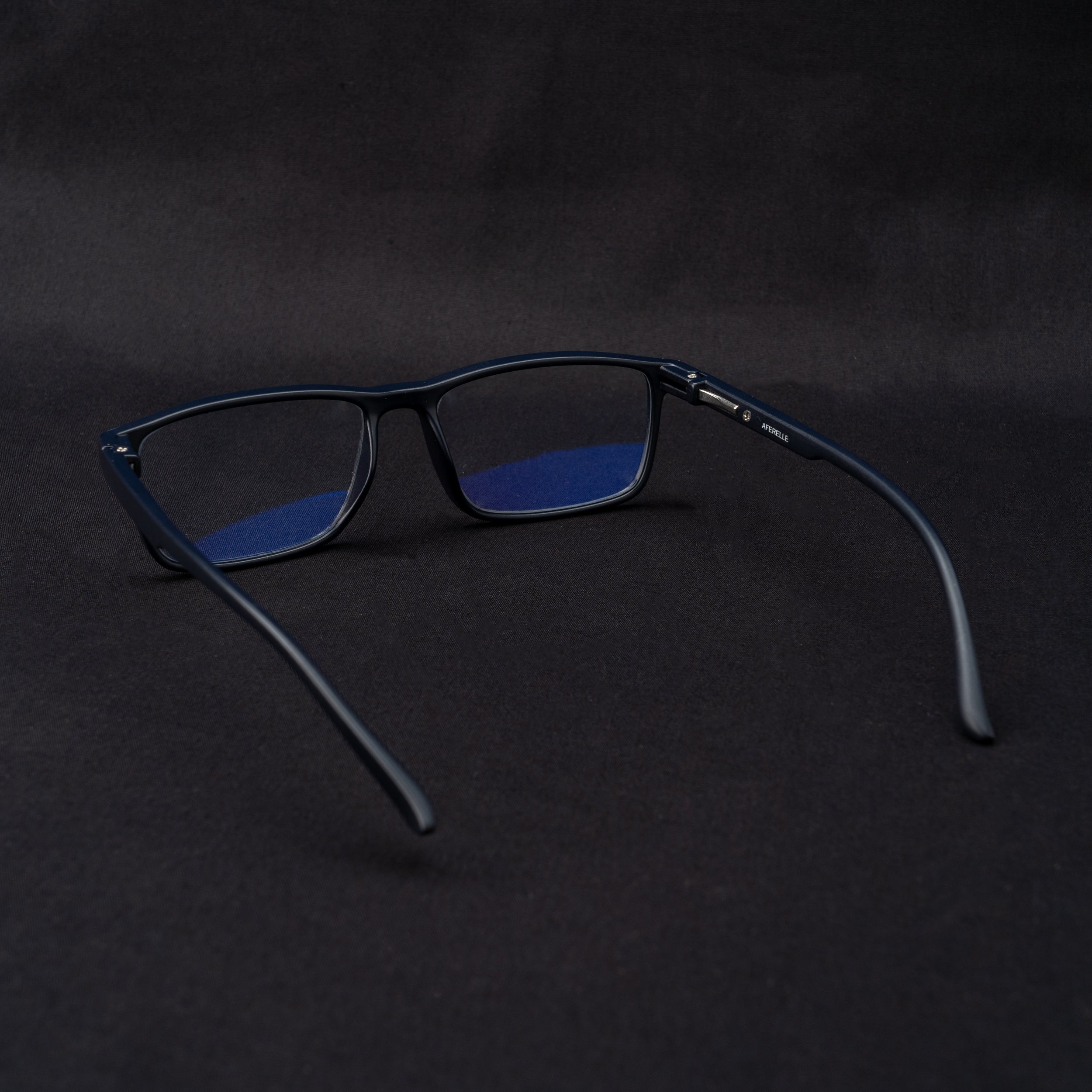 blue frame square screen glass