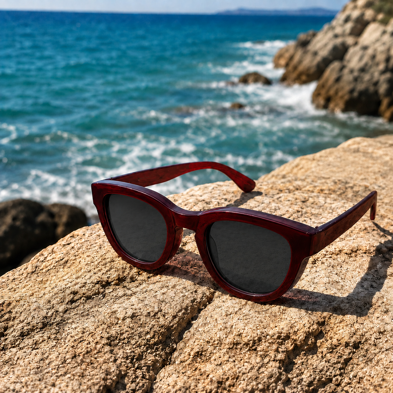 THE GALAXY Unisex UV400 Glossy Maroon HD Sunglasses