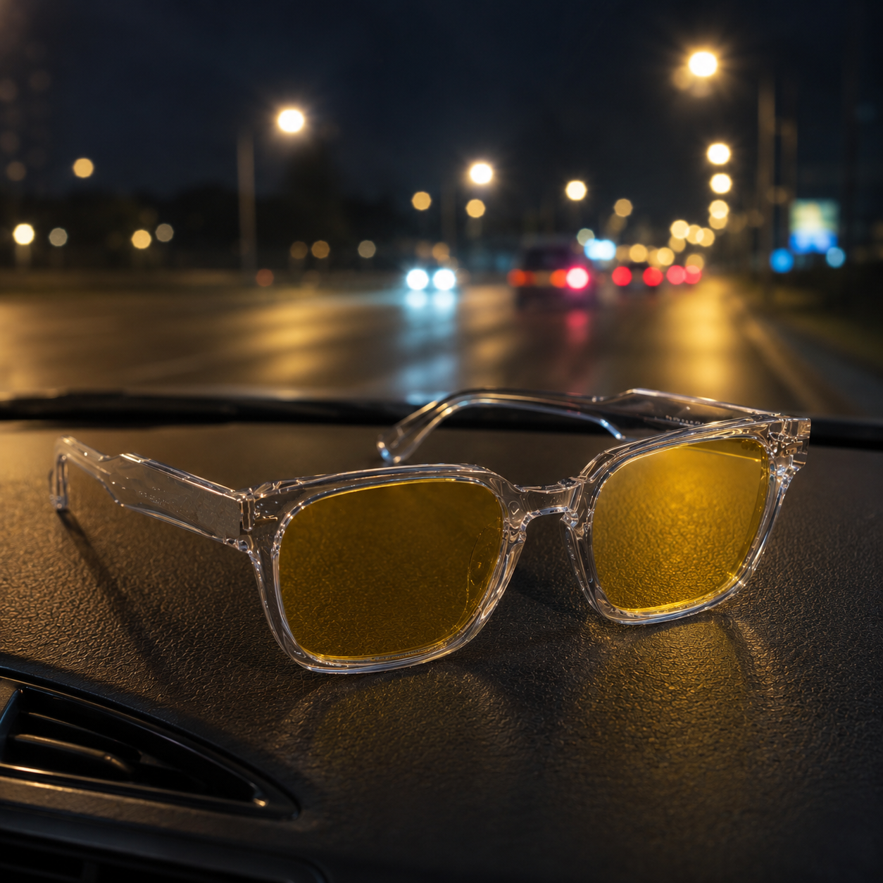 THE Drift Unisex UV400 HD Glossy Clear Yellow Night Sunglasses
