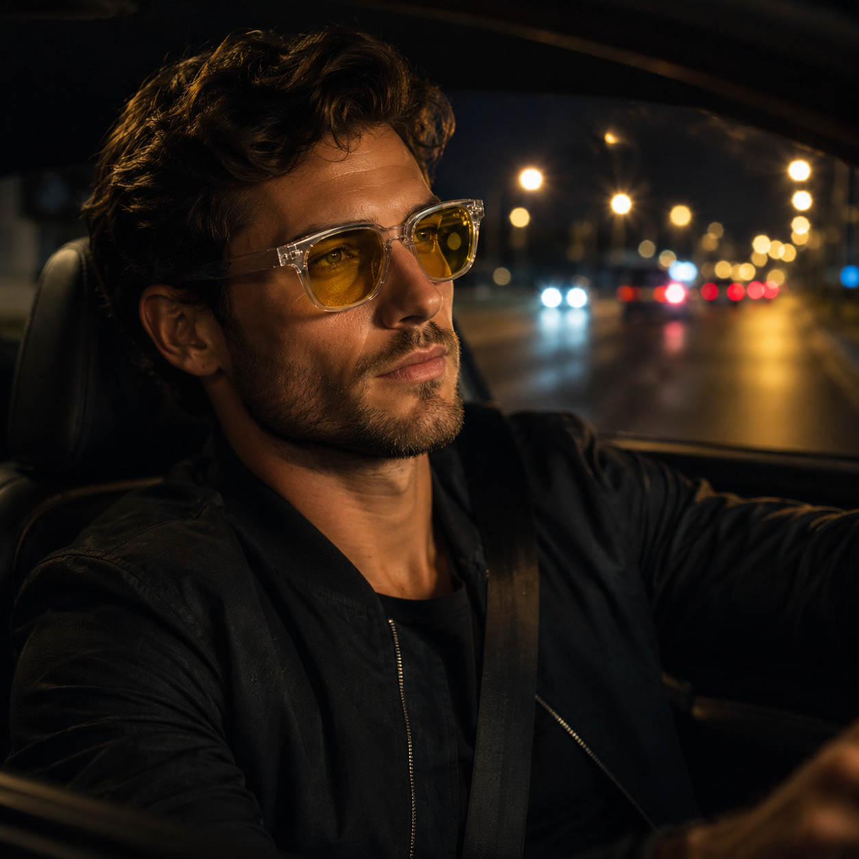 THE Drift Unisex UV400 HD Glossy Clear Yellow Night Sunglasses