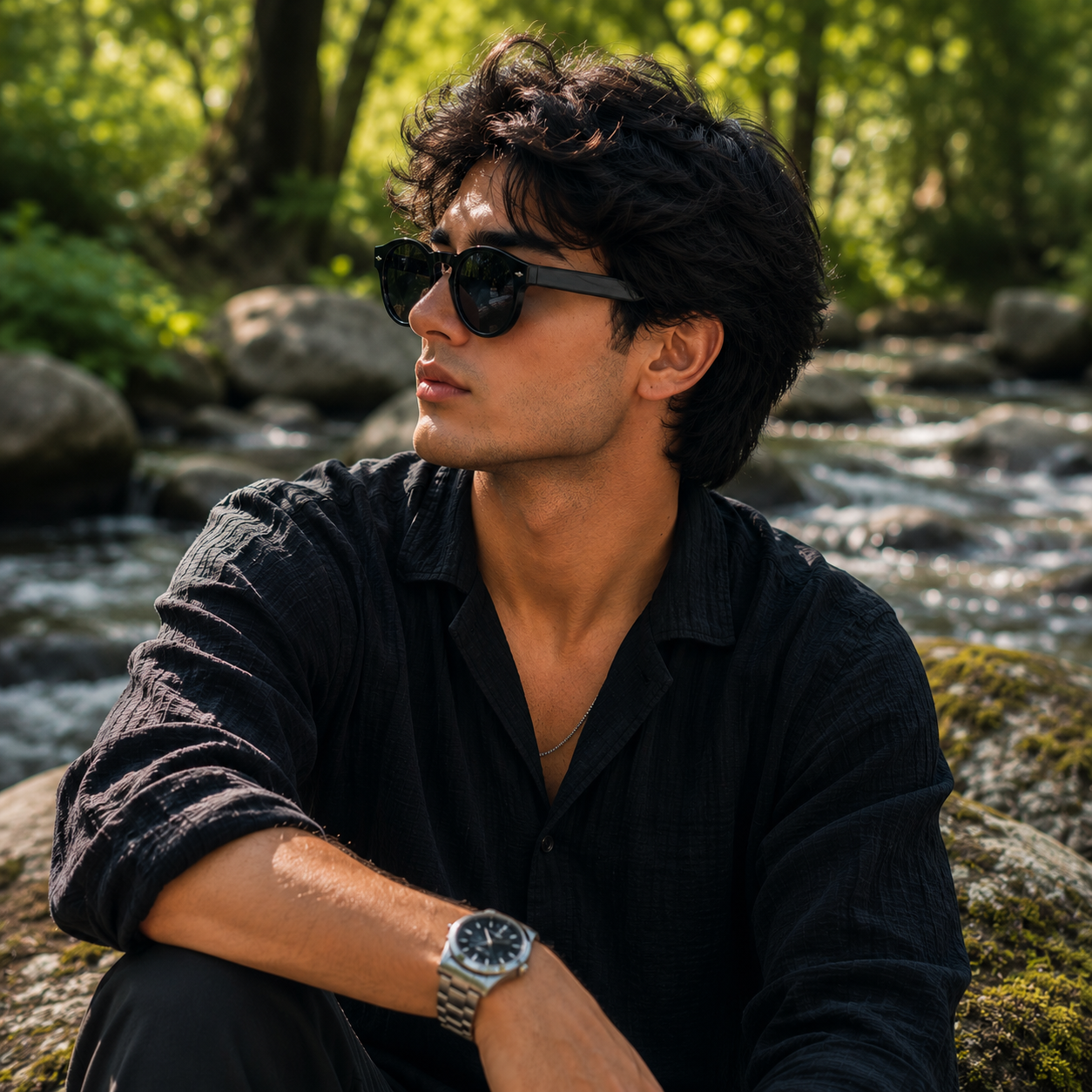 THE Orbit Unisex UV400 HD Glossy Black Sunglasses