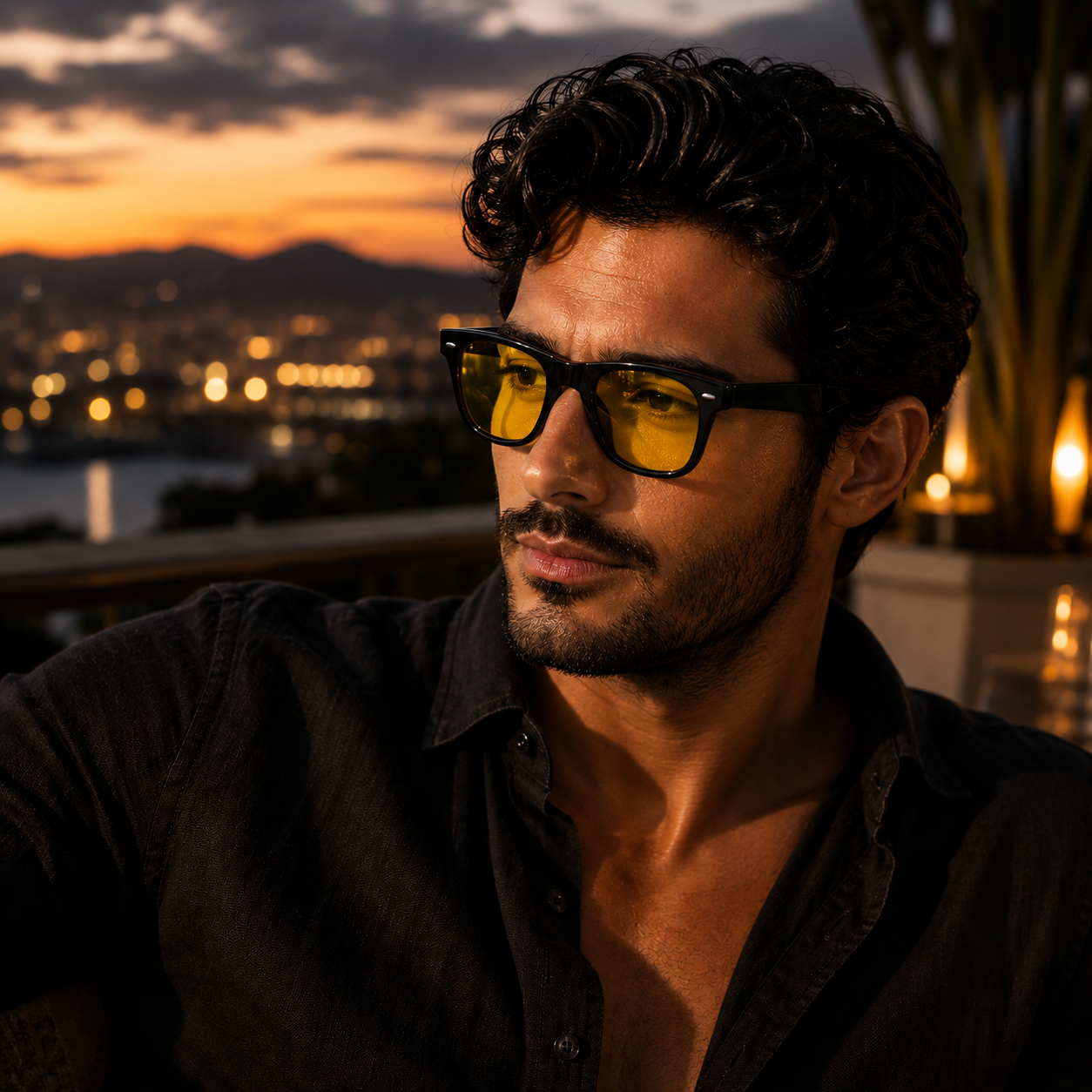 THE Dictator Unisex Yellow Glossy Black Night Driving UV400 Sunglasses