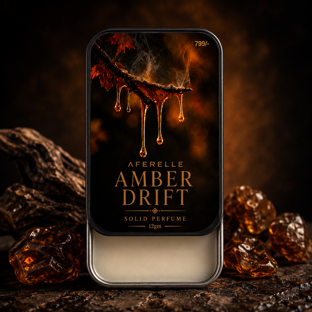AFERELLE Amber Drift Pocket Solid Perfume | Alcohol-Free Fragrance | 12g