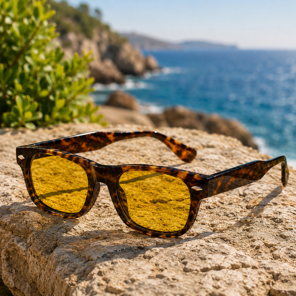 THE ATLAS Y1 Unisex Leopard Brown Yellow UV400 Lens Sunglasses