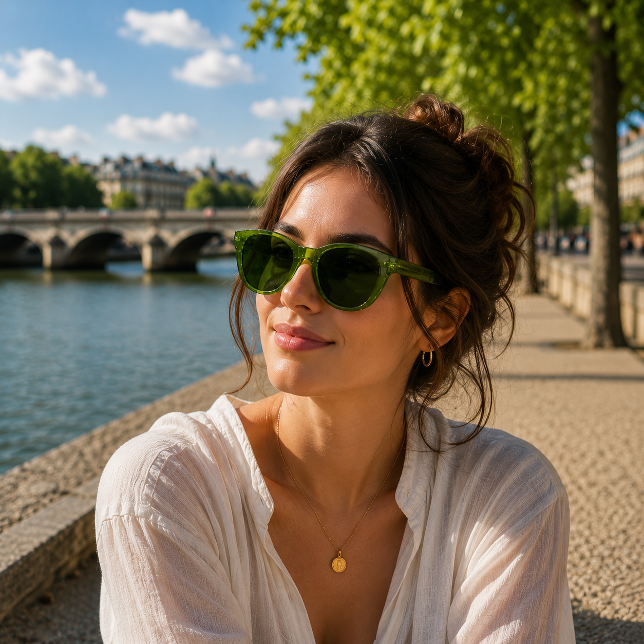 THE ELARA Unisex UV400 HD Glossy Dark Green Sunglasses