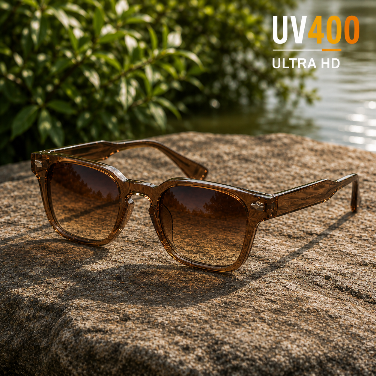 THE Drift Unisex UV400 HD Glossy Brown Sunglasses