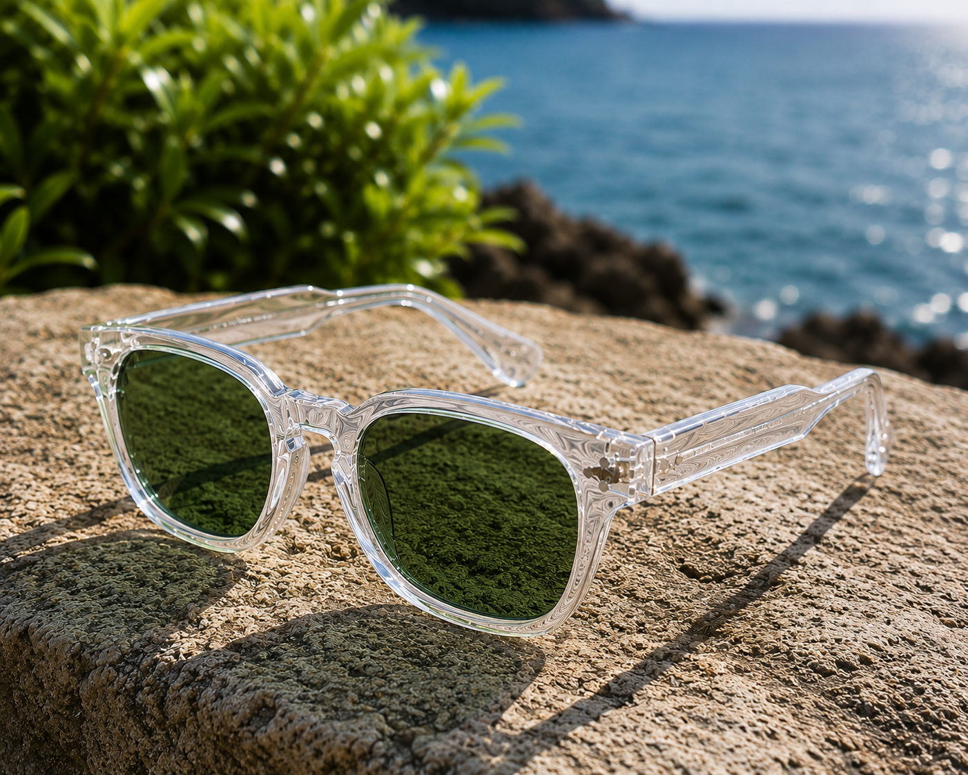 THE PHANTOM Unisex UV400 HD Glossy Clear Sunglasses with G15 Green Lens