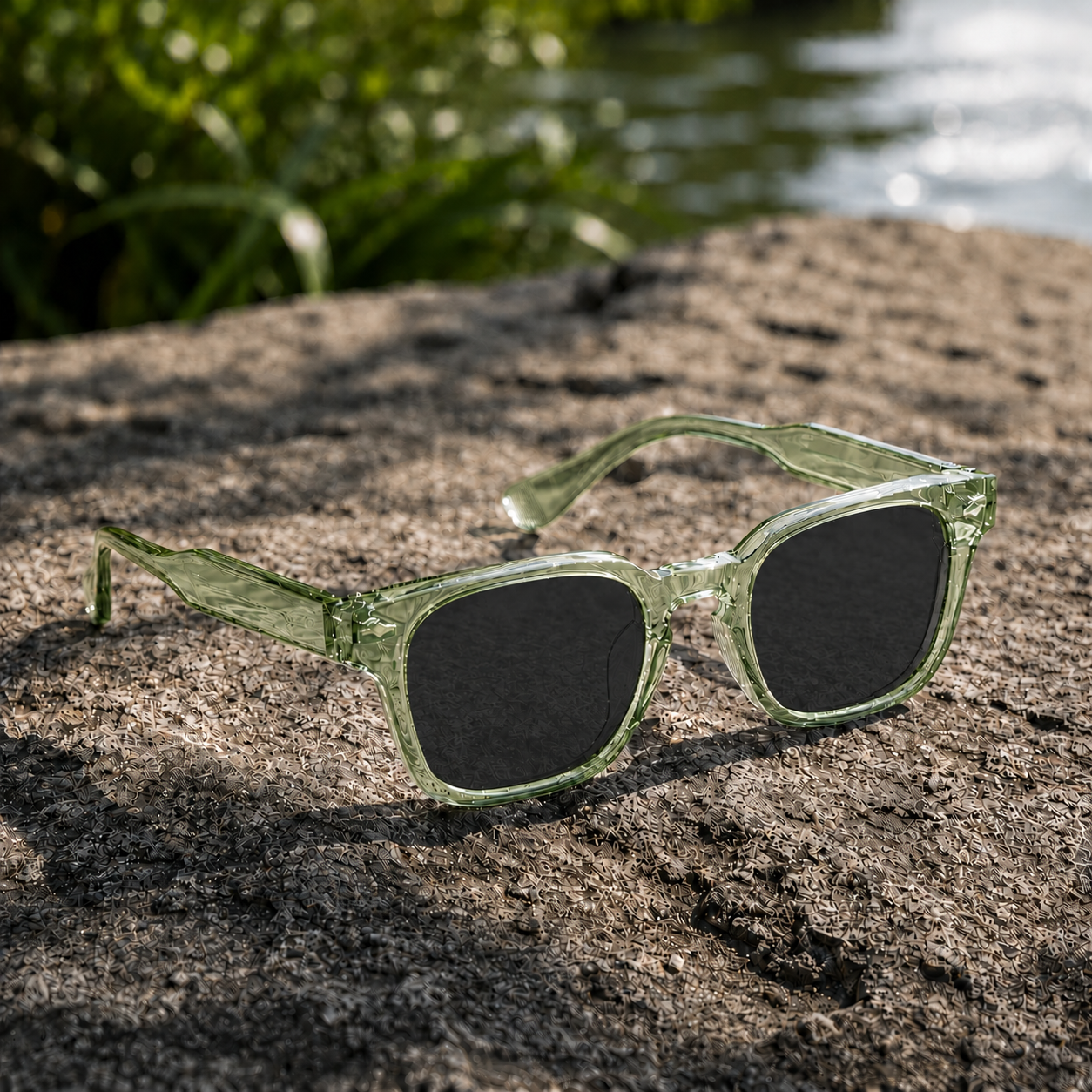 THE Drift Unisex UV400 HD Glossy Clear Light Green Sunglasses