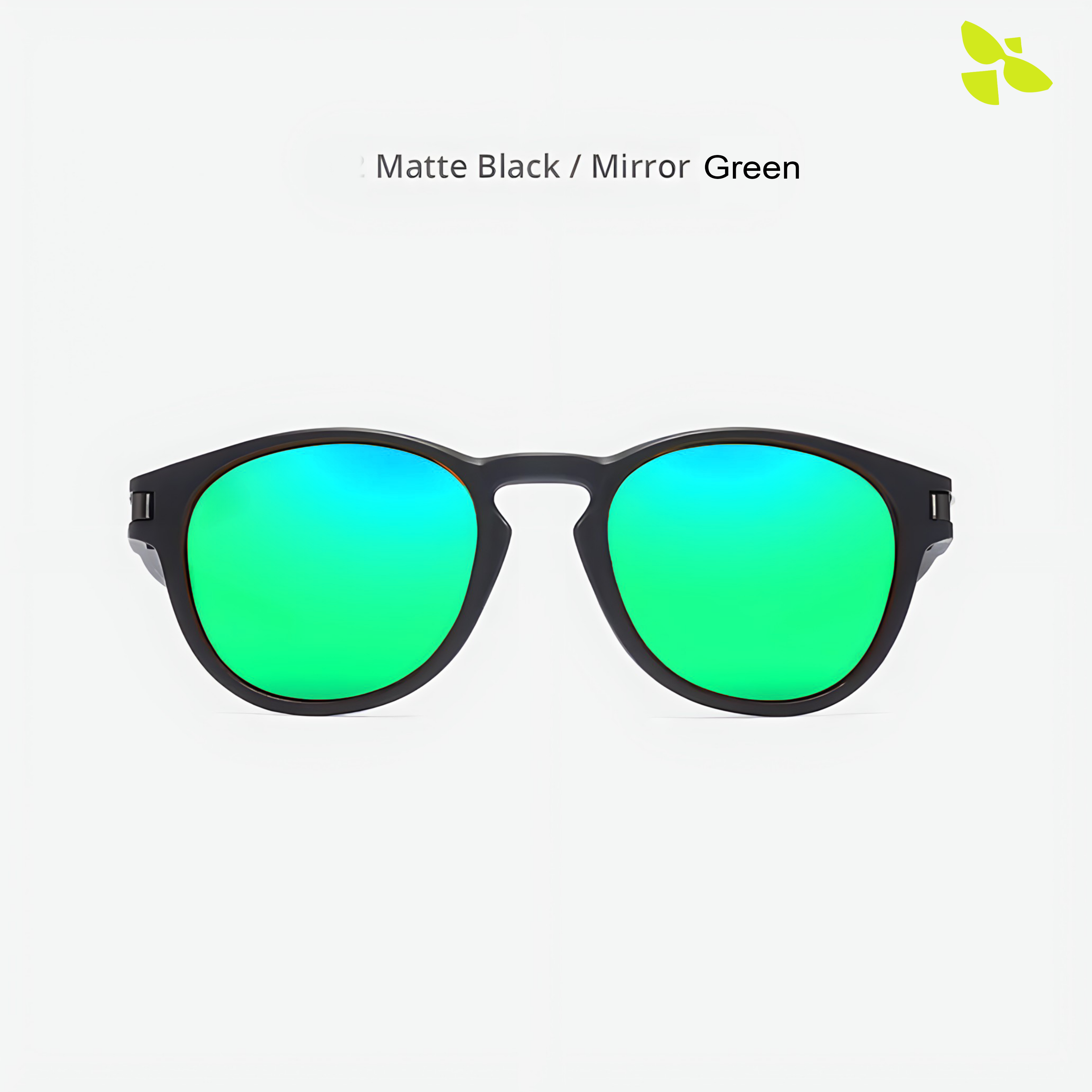 THE BOSS | Round V1 Black Mirror Green Polarized Sunglasses For Men and Women