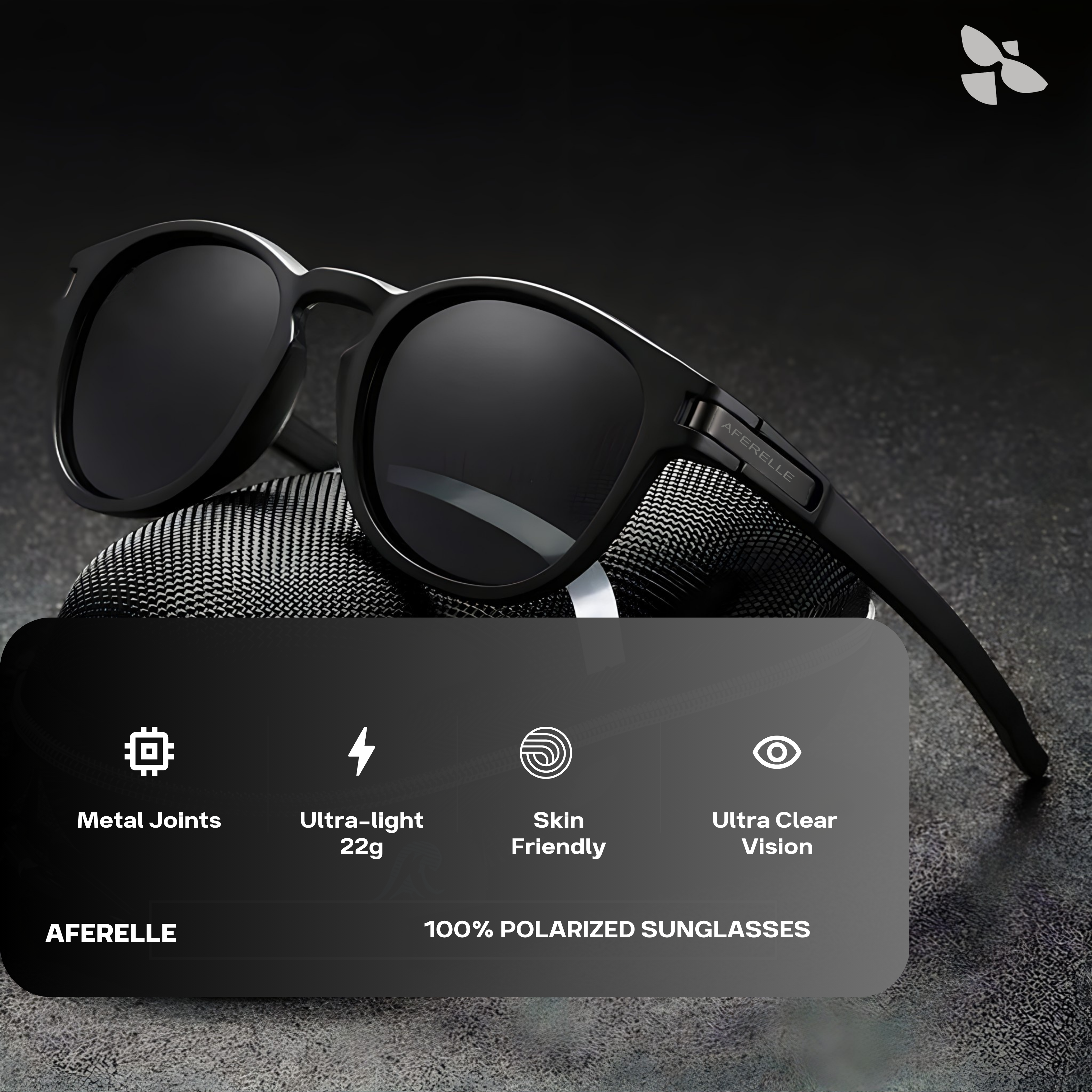 THE BOSS | Round Black V1 Polarized Sunglasses for Men and Women
