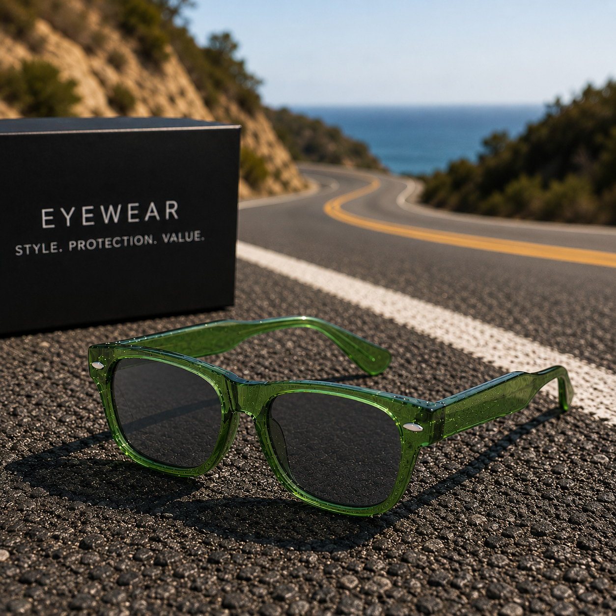 THE Atlas UV400 HD Glossy Dark Glossy Green Sunglasses