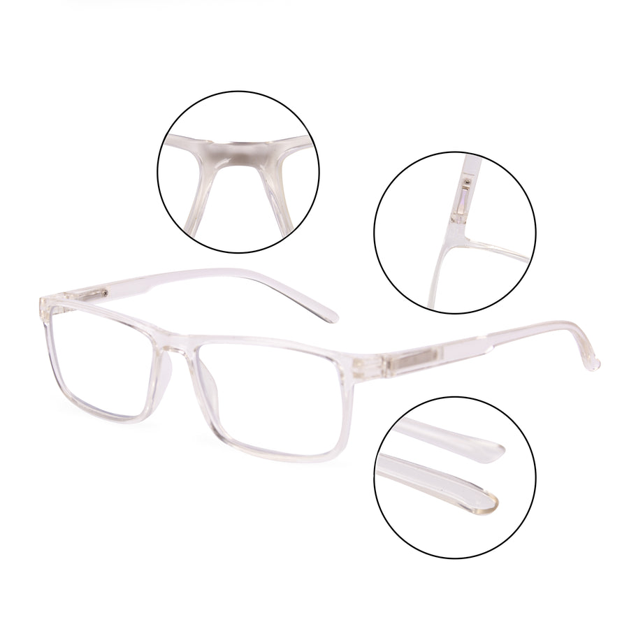 AFERELLE Computer Glasses for Men and Women | Rectangle | Transparent