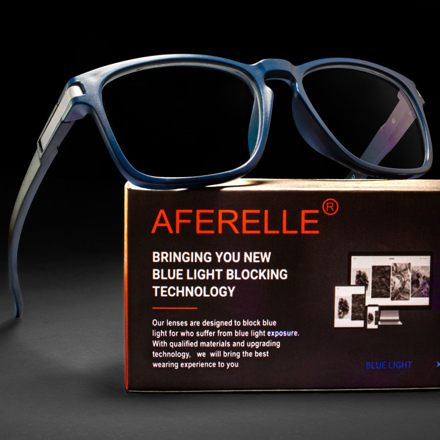 AFERELLE® Unisex Blue Ray Cut Lens |Zero Power | UV420 with Anti-reflection | CR Lens TR90 Frame| Square | Medium