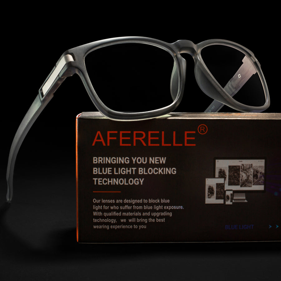 Aferelle ® Unisex Blue Ray Cut Lens |Zero Power | UV420 with Anti-reflection | CR Lens TR90 Frame| Square | Medium