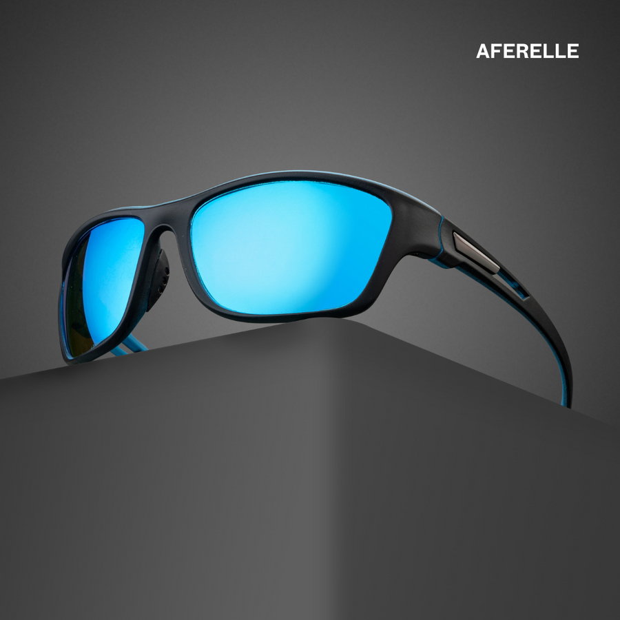 AFERELLE Wrap Around Bike Car Riding Polarized Sunglasses TAC 100 % UV Protection | Blue Mirror Coated