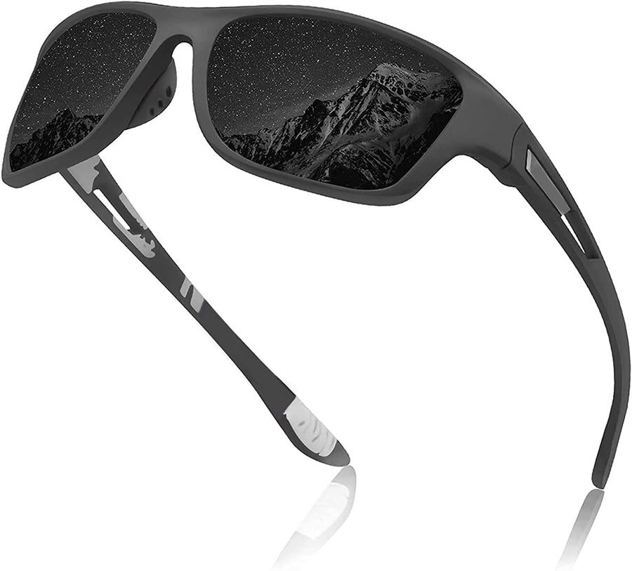 AFERELLE Wrap Around Bike Car Riding Polarized Sunglasses TAC 100 % UV Protection | Black