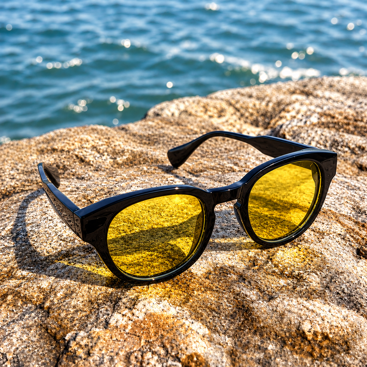 THE GALAXY  Y1 Glossy Black Yellow Night drive  UV400 Sunglasses