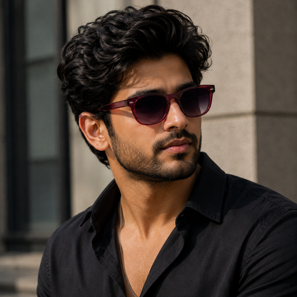 THE Atlas Unisex UV400 HD Glossy Maroon  Sunglasses