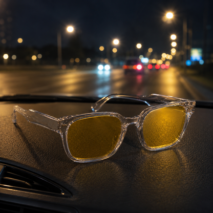THE Drift  Unisex UV400 HD Glossy Clear Yellow Night   Sunglasses