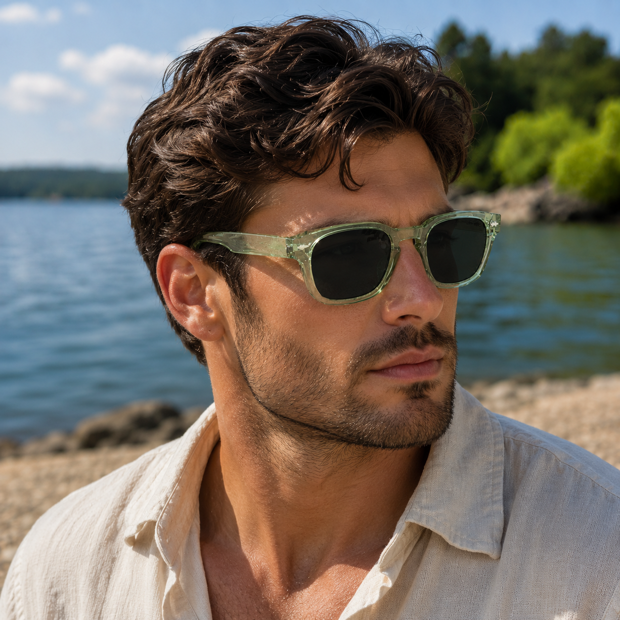 THE Drift  Unisex UV400 HD Glossy Clear Light Green  Sunglasses