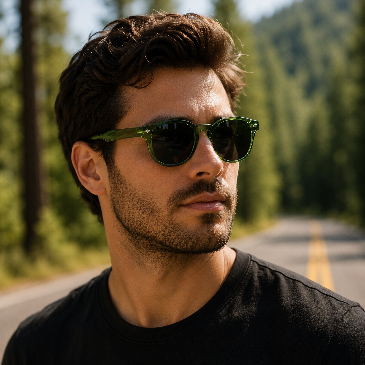THE Orbit  Unisex UV400 HD Glossy Dark Green Sunglasses