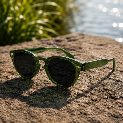 THE Orbit  Unisex UV400 HD Glossy Dark Green Sunglasses