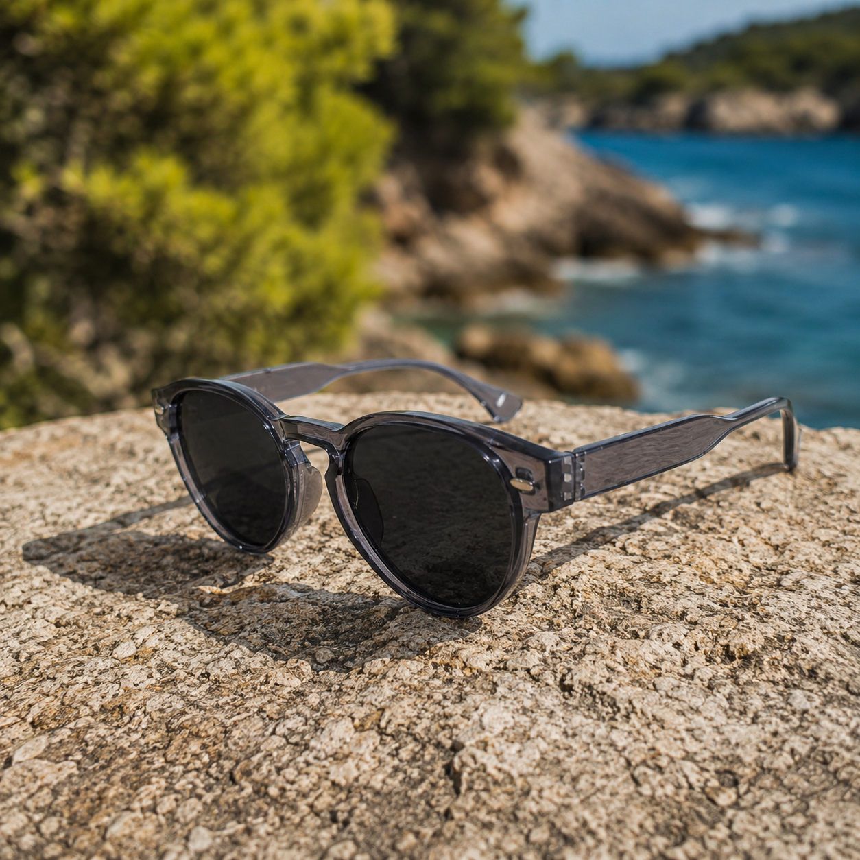 THE ATLAS Unisex UV400 HD Glossy Grey Sunglasses