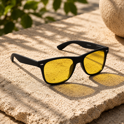 THE Dictator Unisex Yellow Lens Matt Black  Night Driving UV400 Sunglasses