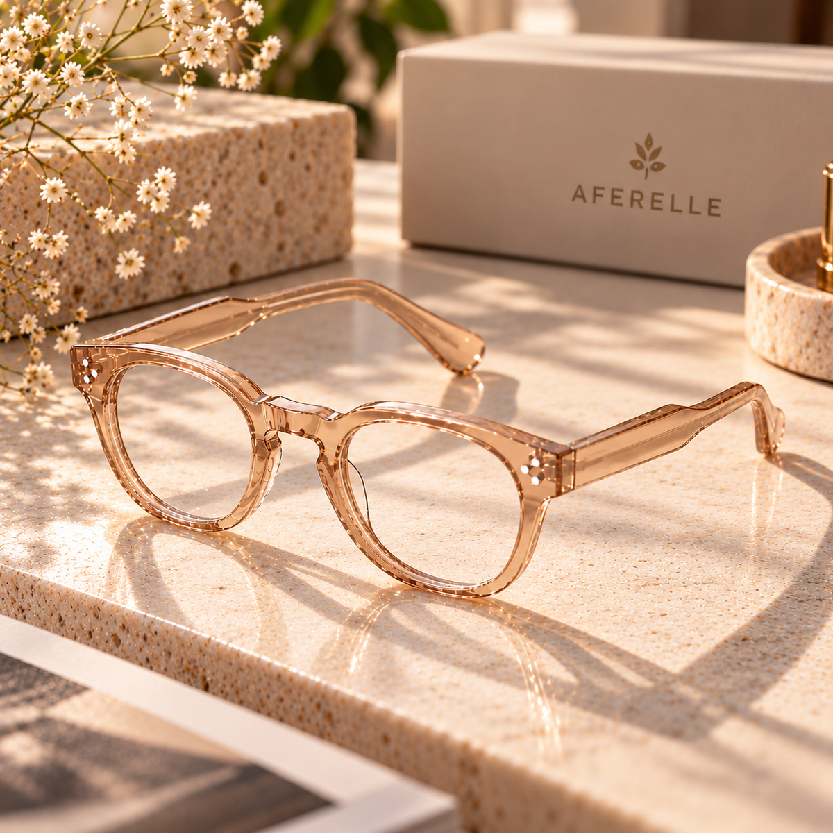 THE PHANTOM F1 Glossy Light Brown Eyeglasses Frame with Demo Lens