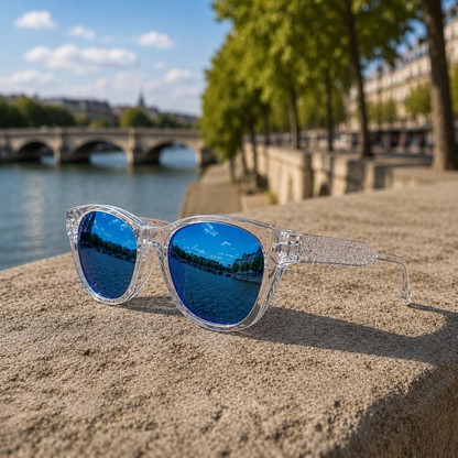 THE ELARA Glossy Clear Blue UV400 Unisex Sunglasses