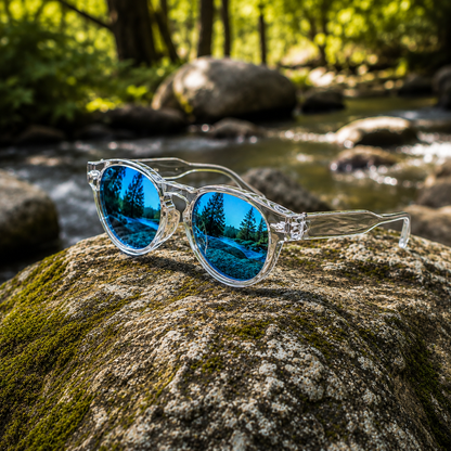 THE ORBIT Glossy Clear Blue UV400 Unisex Sunglasses