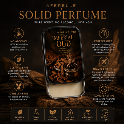 AFERELLE Imperial Oud Pocket Solid Perfume | Alcohol-Free Fragrance | 12g