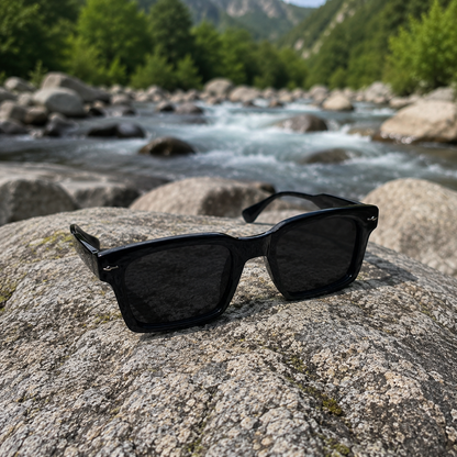 THE GHOST Unisex UV400 Glossy Black HD Sunglasses