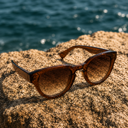 THE GALAXY Unisex UV400 Glossy Dark Brown HD Sunglasses