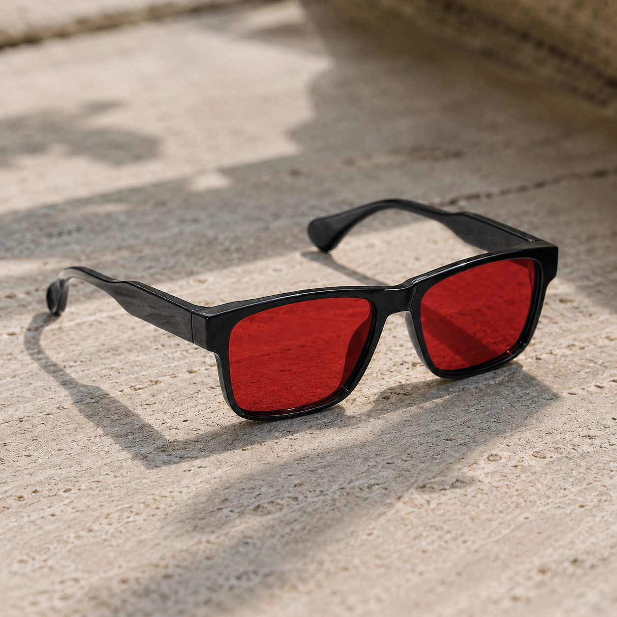 THE ECLIPSE R1 Glossy Black Red Lens U400 HD Sunglasses