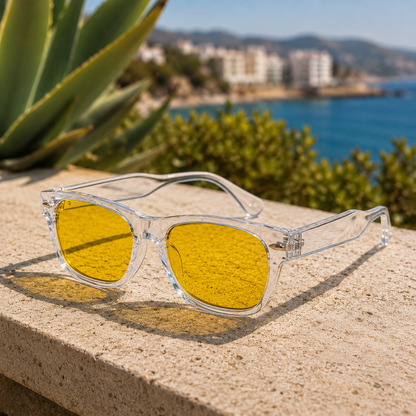 THE ATLAS Unisex Y1 Glossy Clear Yellow Night UV400 HD Driving Glasses