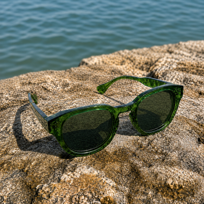 THE GALAXY G3 Unisex Glossy Dark Green UV400  HD Sunglasses