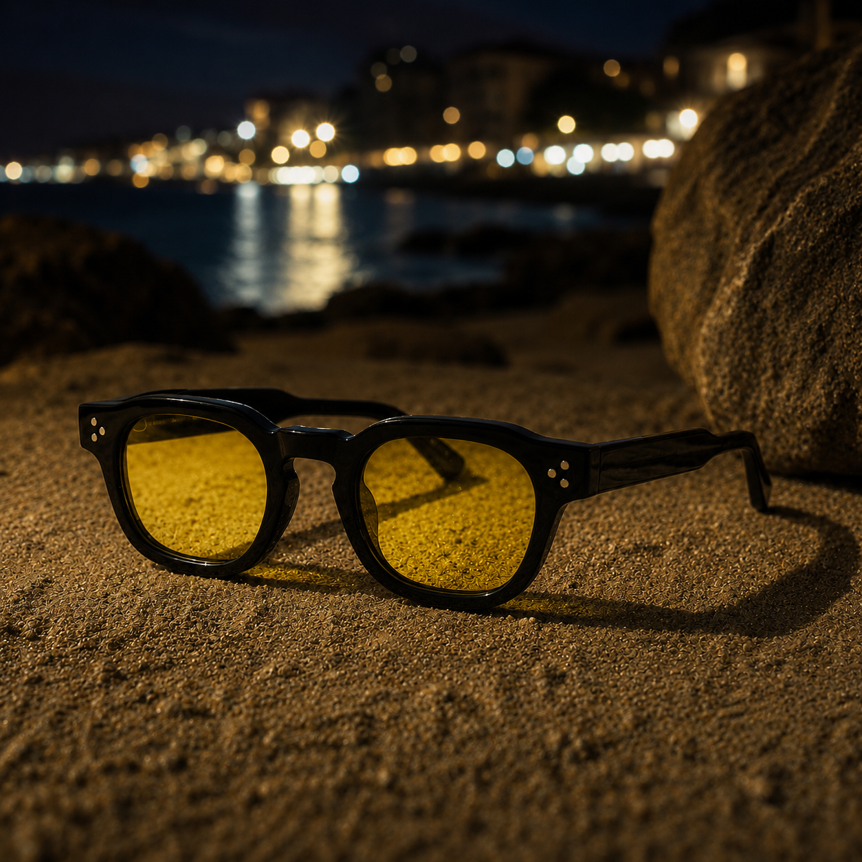 THE PHANTOM Glossy Black Night Drive UV400 HD Glossy Dark Green Sunglasses