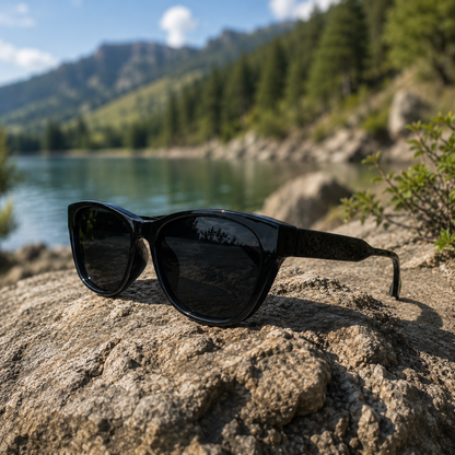 THE ELARA Glossy Black UV400 HD CATEYE THICK Glossy Sunglasses